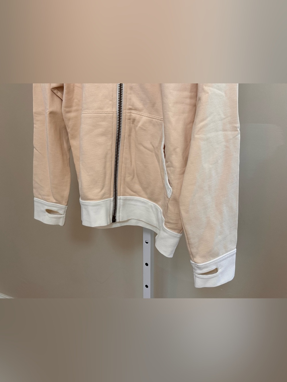Copala by Ben Rose Tokyo Hoodie Size Small Cream Supima Cotton Moto Zip - Picture 8 of 10